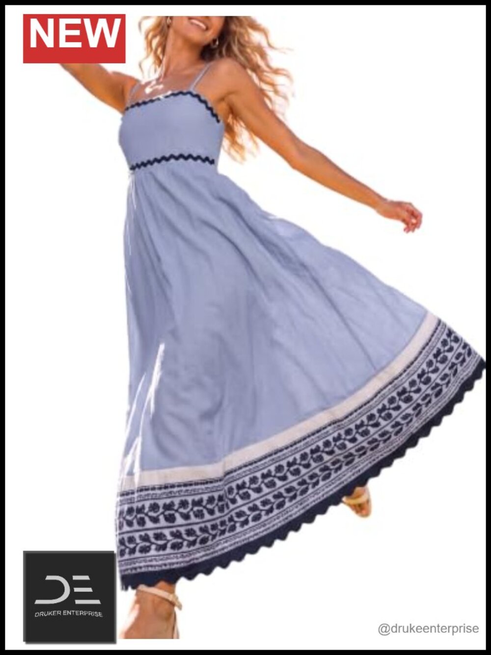 Women's Flowy A-Line Maxi Dress Adjustable Straps Performance